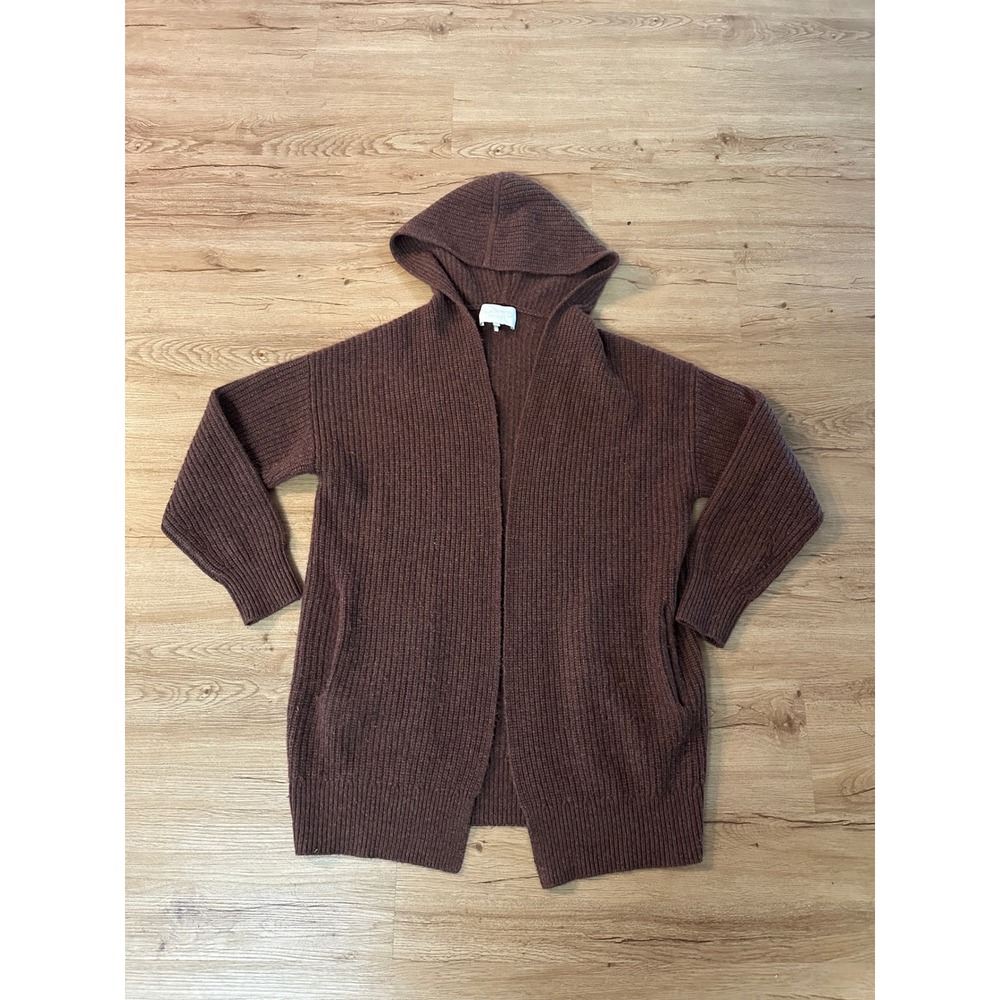 Naked Cashmere 100% Cashmere Hooded Long Cardigan Sweater Brown Size S
